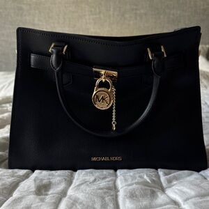 Michael Kors Black Satchel with Gold Accents
